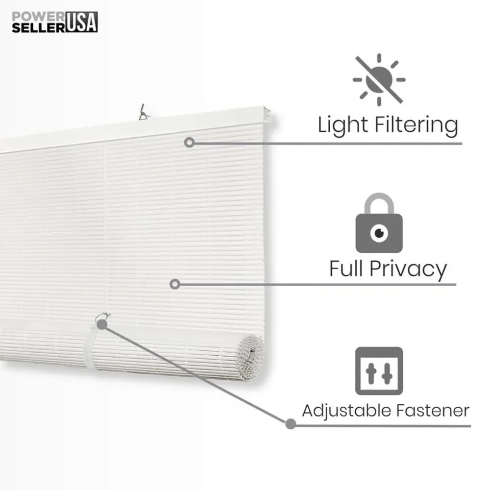 PowerSellerUSA Light Filtering Cordless Rollup Window Blinds, 72L x 36W Inches